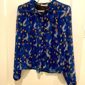 NÜMPH crocodiles and Flowers sheer blouse.